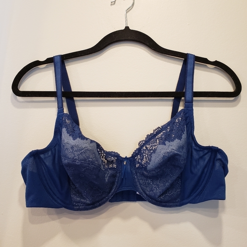 Sz 40C Navy Wacoal Basic Benefits Bra Lace Overlay